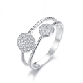 S925 sterling silver double layer ring with pave set round discs and rope texture - US 5 / White Gold