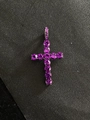 Pendente a croce hip-hop con grandi cristalli viola e gancio decorato con strass lucidi - Ciondolo con Strass Viola Canna di Fucile Solo (Senza Catena)