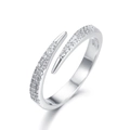 Anello aperto in argento sterling S925 con design incrociato e pavé di zirconi scintillanti - US 6 / Oro Bianco