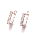 Elegant S925 sterling silver rose gold U-shaped earrings with sparkling cubic zirconia - 925 Silver / Rose Gold