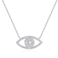 Collana con pendente occhio greco in argento 925 e pavé di zirconi scintillanti - Oro Bianco