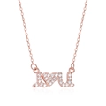 Elegante collar de plata 925 oro rosa con colgante I Love U y circonitas engastadas - Plata 925 / Oro rosa