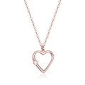 Minimalistische S925 Roségold-Herz-Halskette mit hohlem Design und funkelndem Zirkonia - 925er Silber / Roségold