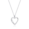 Elegante S925 Silberkette mit hohlem Herzanhänger und funkelndem Zirkonstein für Damen - 925er Silber / Weißgold