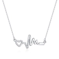 Collana battito cardiaco in argento 925 con ciondolo a cuore e zirconi scintillanti - Argento 925 / Oro Bianco