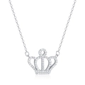 Elegante collar con colgante de corona en plata S925 y cristales de circonita micropavé - Plata 925 / Oro Blanco