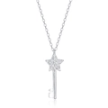 Collar de plata de ley S925 con colgante de llave estrella y circonitas en fondo blanco - Plata 925 / Oro Blanco