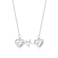 Collana in argento 925 con battito cardiaco e due cuori scintillanti con zirconi incastonati - Argento 925 / Oro Bianco