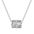 925 silver daisy cylinder necklace with cubic zirconia center on thin chain - 925 Silver / Platinum Silver 40+5cm