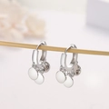 Minimalist S925 sterling silver hoop earrings with layered disc charms and zircon - 925 Silver / White Gold
