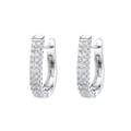 S925 sterling silver U-shaped earrings featuring two rows of micro-paved zirconia stones - 925 Silver / Silver