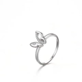 Elegant S925 sterling silver butterfly ring with micro-paved cubic zirconia stones - US 6 / White Gold