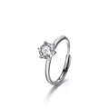 S925 sterling silver adjustable ring with six-prong set brilliant round solitaire - Moissanite Style (4810984066918) / White Gold