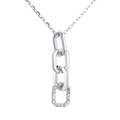Minimalistische S925 Silberhalskette mit vier geometrisch ineinandergreifenden Gliedern - 45cm / 925er Silber / Weißgold