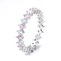 Eternity ring in S925 sterling silver with round-cut pink and white stones at 45-degree angle - US 6 / Platinum (White & Pink Zircon)
