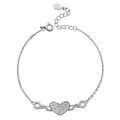 Elegant S925 silver bracelet with sparkling angel wing heart pendant on white background - 925 Silver / Silver