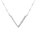 Minimalist S925 sterling silver V-shaped pendant necklace with micro-pave cubic zirconia - 925 Silver / White Gold