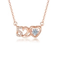 Elegante collana con pendente a cuore 520 in argento 925 con pietre di zircone lucide - Argento Sterling S925 / Champagne
