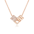 S925 sterling silver rose gold heart necklace with sparkling diamonds on white background - S925 Silver (40cm+5cm Extension Chain) / Champagne
