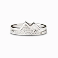 Bague montagne élégante en argent sterling S925 avec zircons sur fond blanc épuré - US 5 / Or Blanc