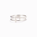 Double-layer s925 silver ring featuring a sparkling cross with inlaid cubic zirconia - White Gold / US Size 9