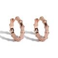Pendientes de aro estilo bambú en plata s925 con circonitas y acabado en oro rosa - Plata 925 / Oro rosa