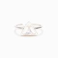 Anello geometrico minimalista in argento S925 con grande zirconia cubica triangolare - Taglia US 6 / Oro Bianco