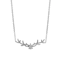 Collar de plata esterlina S925 con colgante de astas de reno y cristal de circonio - Plata 925 / Modelo Mujer
