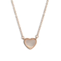 Minimalistische S925 Silber Herzkette mit weißer Perlmutt Einlage in Roségold-Optik - 925er Silber / Roségold 40+5cm