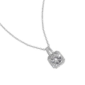 Detail of s925 silver necklace featuring a square halo pendant with a round brilliant zircon - 925 Silver / Platinum Silver 40+5cm