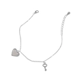 Dettaglio della chiusura a moschettone in argento s925 con catena e ciondoli a cuore - 16+3cm / Oro Bianco