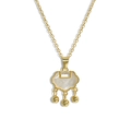 Collar de candado chino de plata S925 con nácar blanco y acabado en oro fino - Plata 925 / Dorado