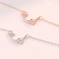 Elegant S925 sterling silver dolphin pendant necklace in silver and rose gold finishes - 925 Silver / Platinum Silver 40+5cm
