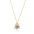 Collar de abeja minimalista en plata S925 dorada con colgante de gema iridiscente - Plata 925 / Dorado
