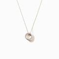 Elegant S925 sterling silver interlocking circles necklace with shimmering cubic zirconia - 925 Silver / White Gold