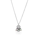 Elegante collar de abeja de plata de ley S925 con cristales arcoíris sobre fondo blanco - Plata 925 / Oro Blanco