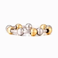 Minimalistische S925 zilveren anti-angst ring met roterende goud en zilveren kralen - Platina- en Goudkleur