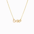 Elegante s925 goldene Unendlichkeits-Herz-Halskette mit Kristallen auf weißem Grund - 925er Silber / Gold 40+5cm
