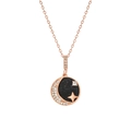 Detalle del colgante luna y estrella en oro rosa con piedra arenisca azul y circonitas - Plata 925 / Oro rosa
