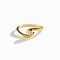 Minimalist S925 sterling silver bypass ring in gold finish with a sparkling round zircon - US Size 6 / Gold