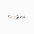 Minimalist S925 sterling silver double knot ring with sparkling cubic zirconia stones - US Size 5 / White Gold