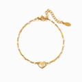 S925 Sterling Silber Armband in Gold mit bunten Perlen und Herz-Rosen-Anhänger - 925er Silber / Gold