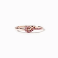 Minimalistische S925 zilveren knoopring met roze pavé stenen in roségouden finish - US Maat 6 / Roségoud