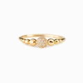 Elegant s925 silver gold plated ring with round diamond cluster and beaded band - US Size 9 / Gold