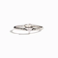Minimalist S925 sterling silver ring featuring a twisted band and triangular zircon stone - US Size 6 Open (Adjustable) / White Gold