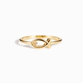 Minimalist s925 gold fish ring with sparkling diamond accent on a clean white background - US Size 9 / Gold