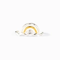 Minimalistischer S925 Silber Regenbogen Ring mit elegantem Doppelwellendesign auf weißem Grund - US-Größe 6 / Zweifarbig Gold & Silber