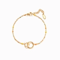 Bracciale minimalista in argento S925 dorato con perline colorate e anelli doppi intrecciati - Oro / 15.5+4.5cm