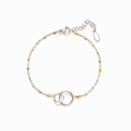 Dettaglio del bracciale in argento s925 con perline colorate e doppi anelli intrecciati - Oro Bianco / 15.5+4.5cm