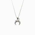 Minimalist S925 sterling silver crescent moon necklace with sparkling cubic zirconia pavé - 925 Silver / White Gold